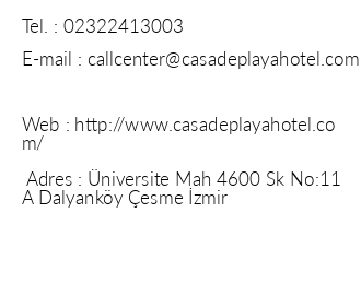 Casa De Playa Luxury Hotel & Beach iletiim bilgileri